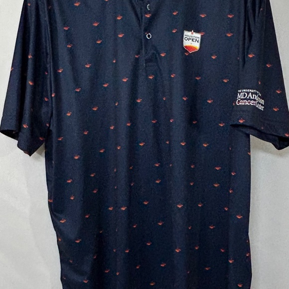 Level Wear Sz XL Poly Performance Blue Golf Houston Open MD Anderson Polo Shirt - Picture 2 of 10